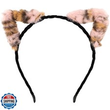 AMCAMI Cheetah Ears Headband, 1 Pack Fuzzy leopard print ears headband,Animal