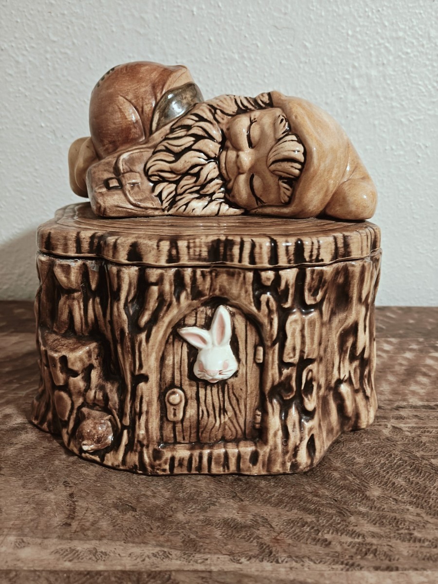 Vintage Ceramic Elf Gnome tree House Stump Cookie Jar Large | eBay