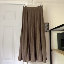 DAVID VALLS vitage eyelash textured full a-line maxi midi skirt