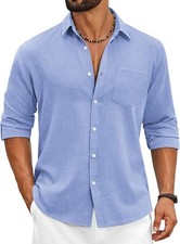 Men's Button Down Dress Shirt Long Sleeve Size X-Large Light Blue Regular Fit