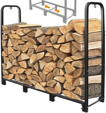 4ft Firewood Rack Stand Heavy Duty Firewood Log Rack Holder Fireplace Wood St...
