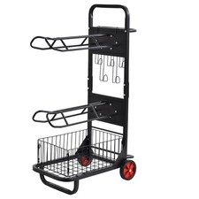 Rolling Saddle Rack Cart with Basket Heavy Duty Saddle Stand for Horse Gear