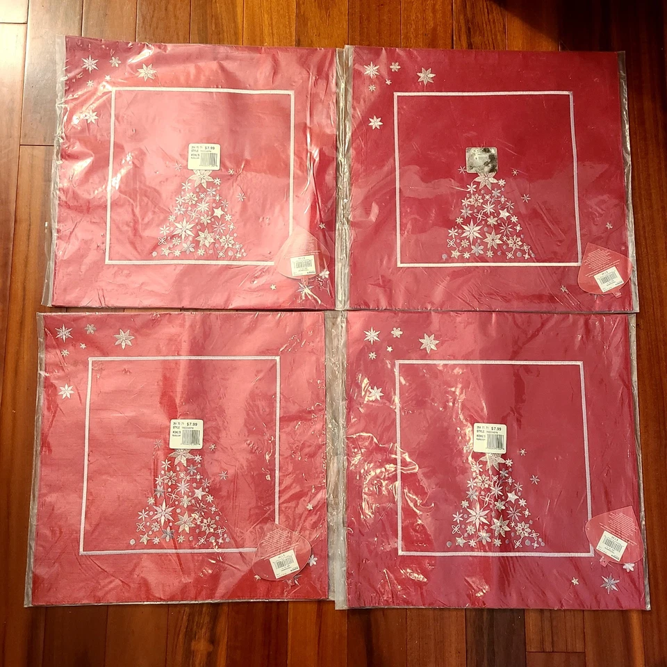 Christmas Food Network 2013 Rot Urlaub Tischsets (4) Baum Design 15x15 Esszimmer 