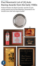 Four Paul Newman Owned and Won Awards for Racing W Picture and COA from R & R