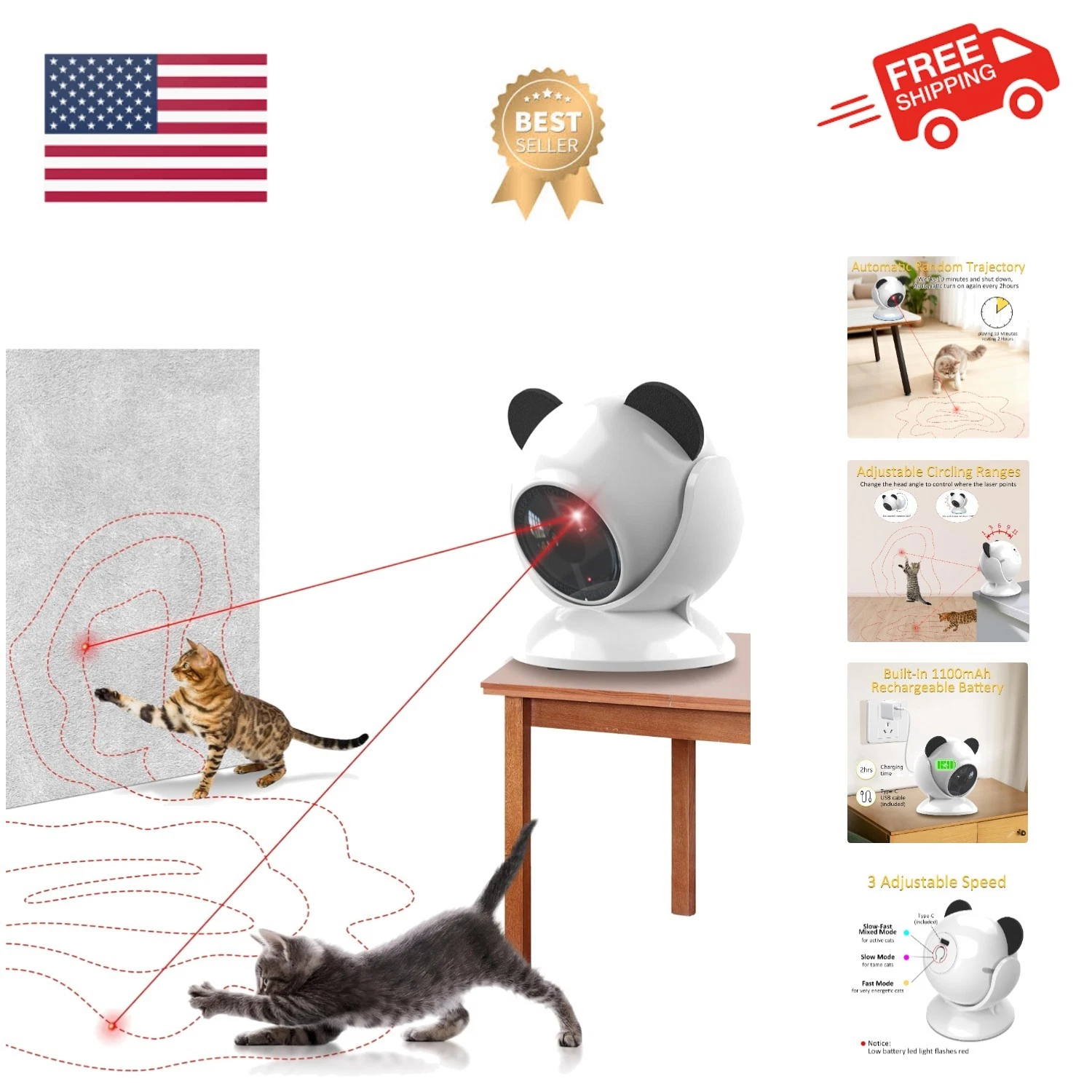 Automatic Cat Laser Toy Interactive Cat Toys for Indoor Cats/Kitty/Dogs,​​Las...