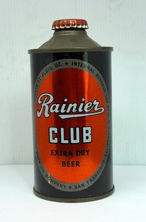 RANIER CLUB EXTRA DRY LOW PROFILE CONE TOP BEER CAN SPECTACULAR!