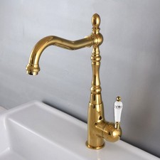 Polished Gold Bathroom Vessel Faucet Single Handle Kitchen Sink Faucet Mixer Tap
