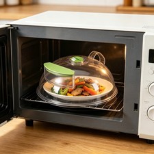 Microwave Splatter Cover W/ Water Tank Rotating Vent Microwave Food Lid PC Cover