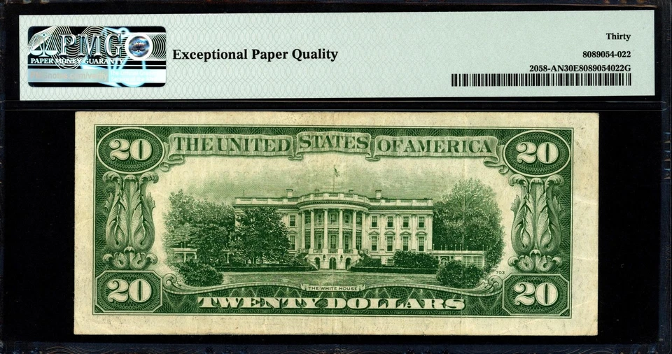 1934D $20 Boston NARROW FRN Fr. 2058-AN - PMG VF 30 EPQ - Super Tough Variety! - Image 2 of 2