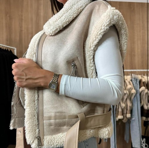 Sherpa Winter Warm Faux Fur Vest Zip Up Sleeveless Jacket Coat with Pockets - Picture 1 of 5