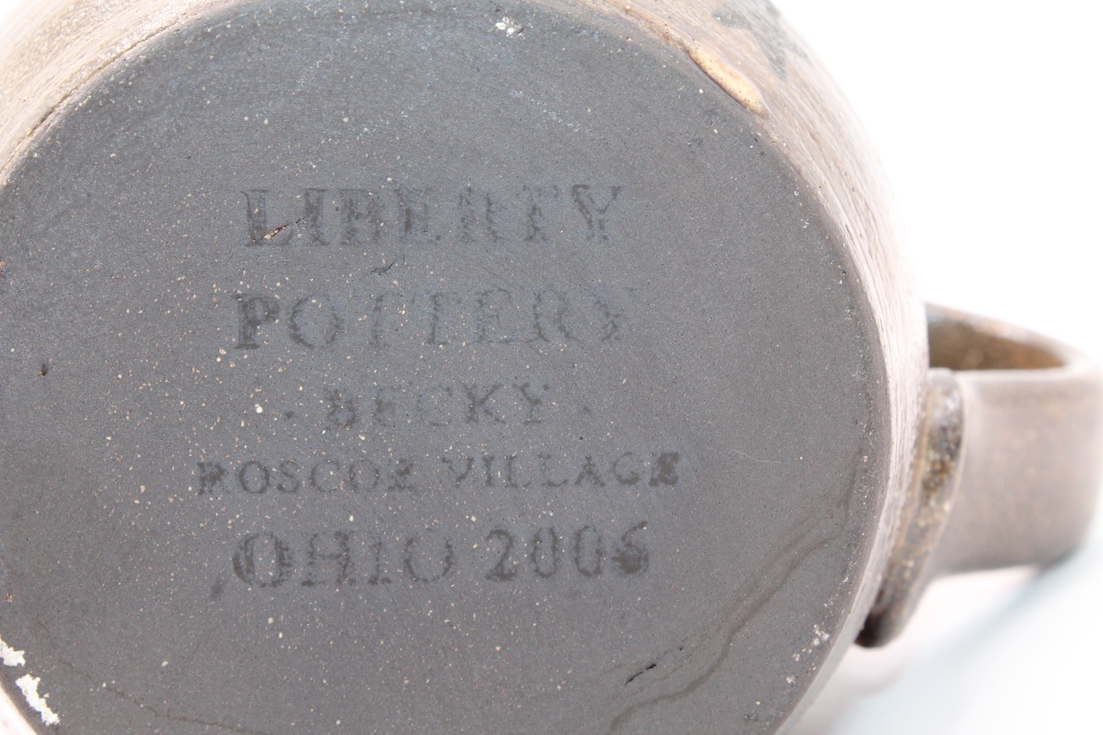 Liberty Pottery Roscoe Village OH Stoneware w/ Crow Design Pitcher 2006 Becky  