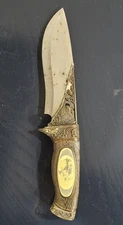 Maxam Hunting Bronze Colored Handle Knife With Eagle Inlay Loose