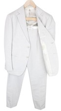 SUITSUPPLY Havana Patch Men Suit UK40S Grey 2-Piece Melange Slim Linen Cotton
