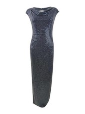 Xscape Women's Cowlneck Open-Back Sequinned Gown (6, Grey)