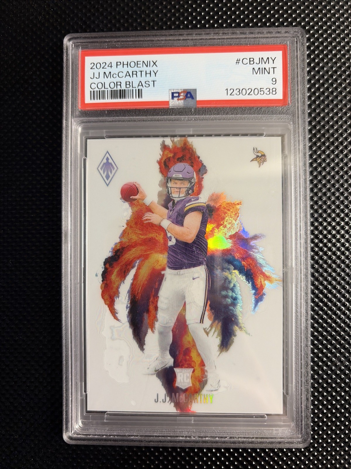 2024 Panini Phoenix JJ McCarthy Color Blast PSA 9 Rookie Vikings Case Hit SSP