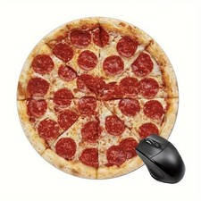 Pepperoni Pizza Design Round Mouse Pad 20cm Non-Slip Gaming Lycra Rubber Mat