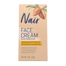 Nair Hair Remover Moisturizing Face Cream, with Sweet Almond Oil, 2OZ 