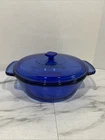 Vintage Anchor Hocking Cobalt Blue 2 Quart 9” Casserole Dish w/Lid #1038