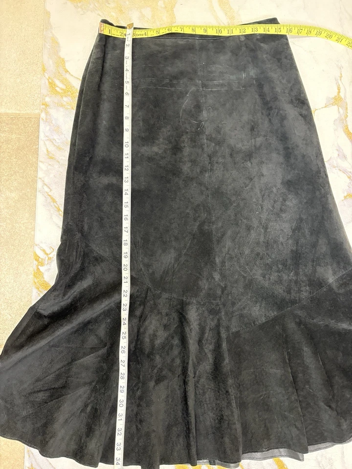 Falda Gótica Cuero Negro Gamuza Talla 3 EE. UU. 16 Vaquera Cachicha Halloween Rocknroll Foto 3 de 4