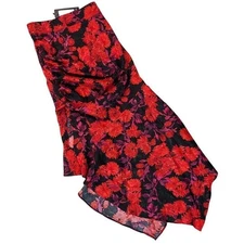 Nwt Nasty gal red black purple floral asymmetrical skirt size 0