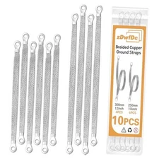 10PCS Engine Ground Strap Automotive, 6PCS 10" x 1/2" & 4PCS 12" x 1/2" Copper 