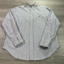 Ralph Lauren Shirt Mens XL Blue Stripe Classic Fit Long Sleeve Button Up