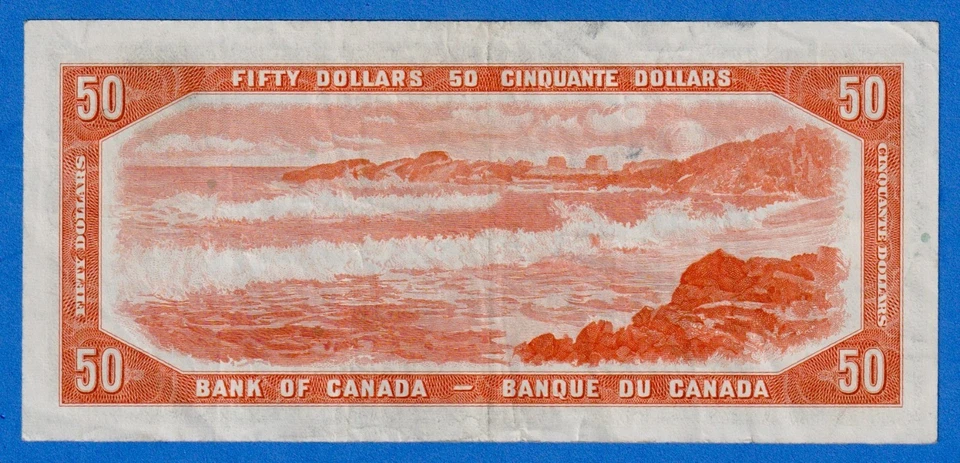Canada $50 1954 BC-42a / P-81a - QE II - Circulated Note A/H 8156966 - Изображение 2 из 4