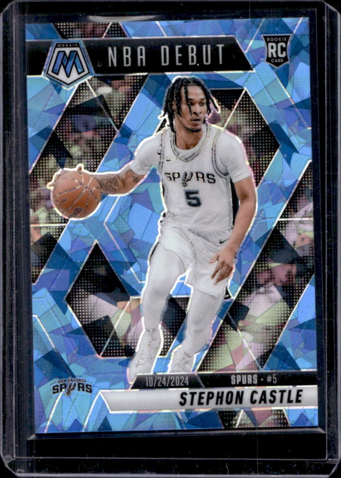2024-25 Panini Mosaic Stephon Castle RC Ice Mosaic Rookie NBA Debut #/125 Spurs