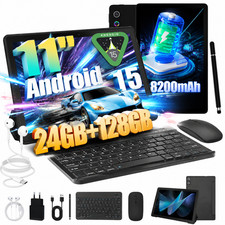 AEEZO Wi-Fi Tablet Android 15 Octa Core 128GB Storage 6800mAh 11" IPS NETFLIX