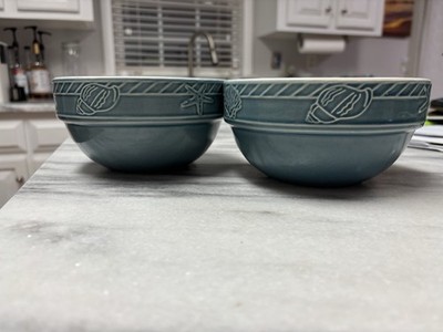 2 Pfaltzgraff Antigua Blue Bowls Shell Design 
