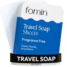 FOMIN - Antibacterial Paper Soap Sheets for Traveling - 100 Count, Unscented