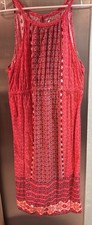 Old Navy Coral Print Sundress Sz Lg W/ Straps,Elastic Waist,Back Tie Strings