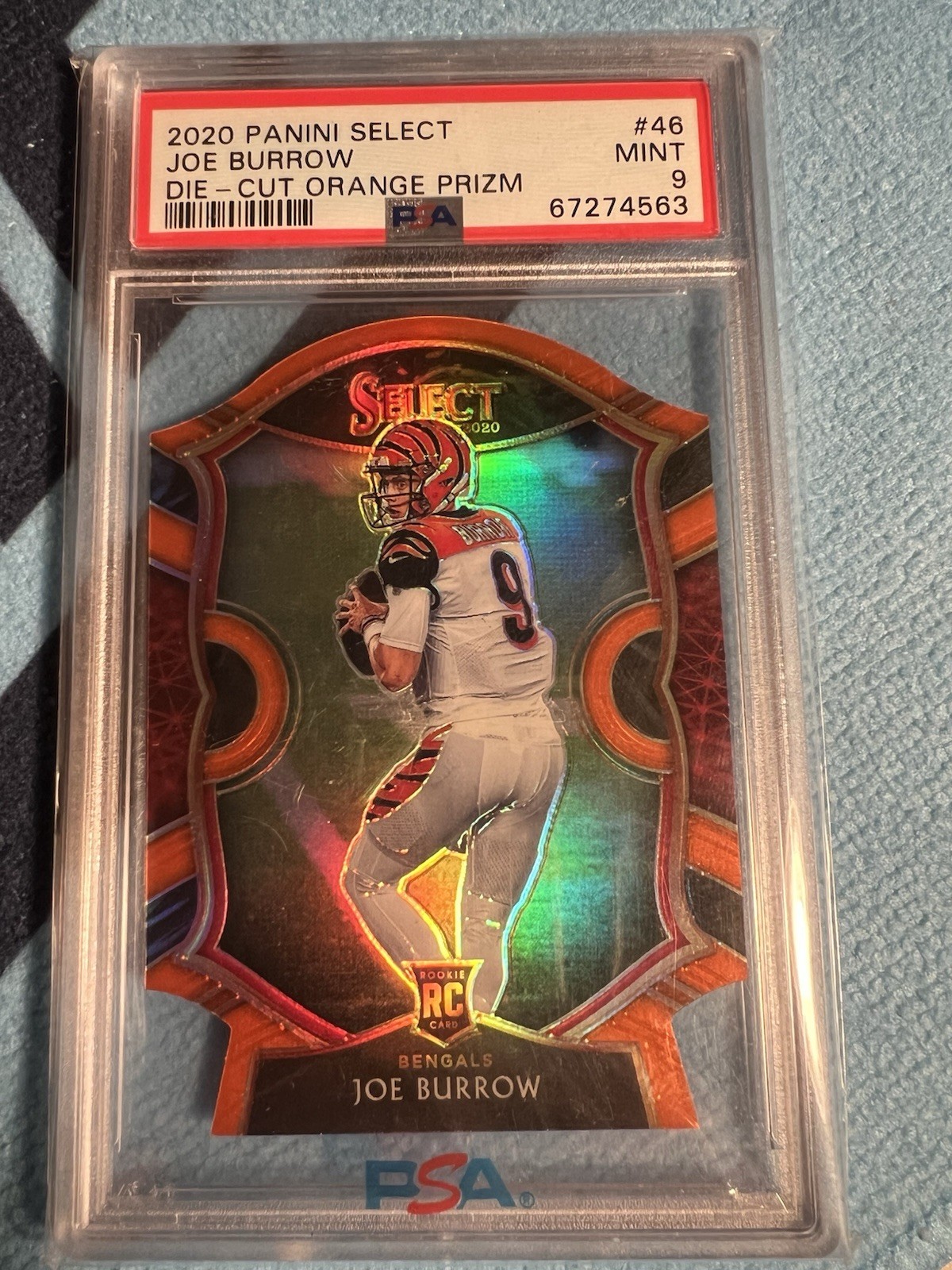 2020 PANINI SELECT DIE-CUT ORANGE PRIZM #46 JOE BURROW RC PSA 9