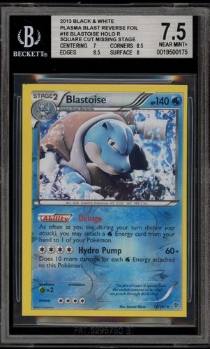Pokemon Blastoise Plasma Blast Reverse Holo #16 Square Cut Missing Stage BGS 7.5