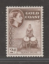 GOLD COAST 1952 2d Chocolate Talking Drums SG 156 MNH