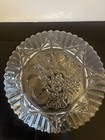 Vintage Sawtooth Plater with Fruit Design 11” Diameter Clear Glass — photo 3