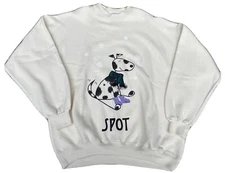 Hamwear One Size Crew Neck Sweater Beige Spot Dog Scarf & Boots Vintage Puffy