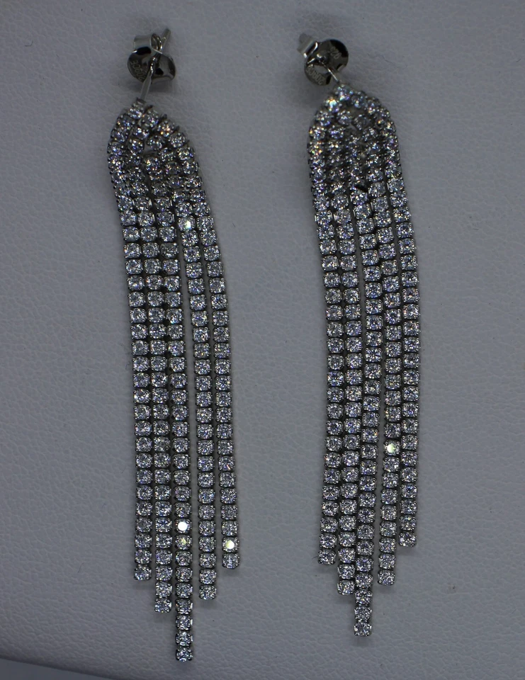 ORECCHINI TENNIS ARGENTO RODIATO 5 FILI DONNA RODIATI MM 2 cm 5,8 EXPLOIT - Immagine 2 di 4