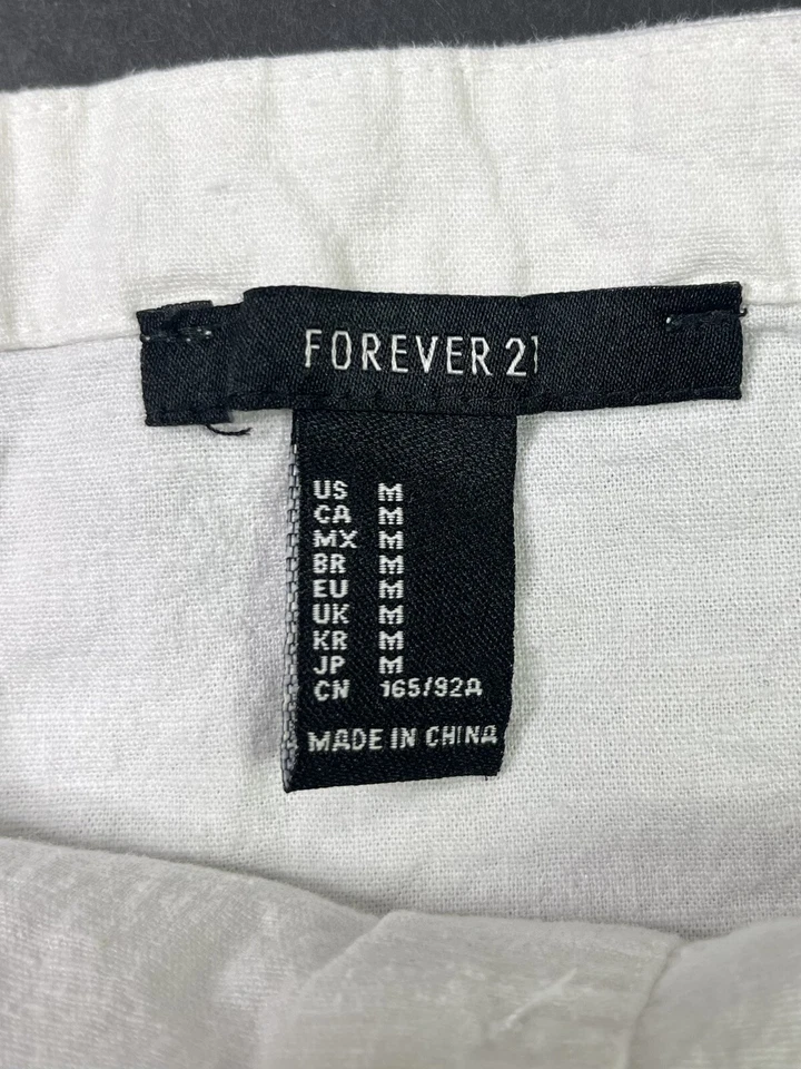 Top Forever 21 Correa Mujer Mediano Blanco Floral Botón Recortado Y2K Foto 3 de 4