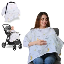 GoMommy Muslin Nursing Car seat Cover Breastfeeding Scarf Breathable Lightweight
