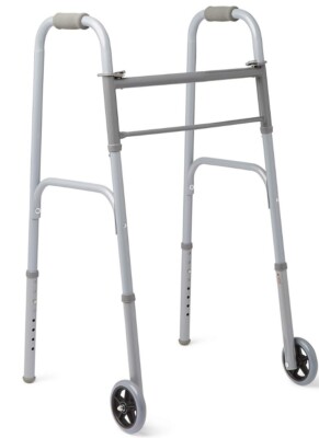 Medline Easy Care 2-Button Folding Walker with 5'' Wheels  MDS86410W54BH