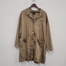 Oska Womens Oversized Linen Lightweight Trench Coat Size 10/12 Tan Button Up