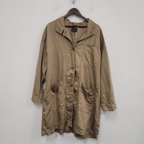 Oska Womens Oversized Linen Lightweight Trench Coat Size 10/12 Tan Button Up