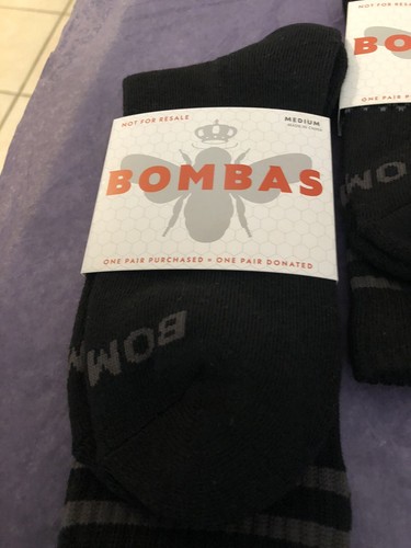 Bombas Unisex Crew Socks MID CALF Black Size M Women8-9.5 Men 6-9 Lot Of 5 Pairs - Picture 2 of 12