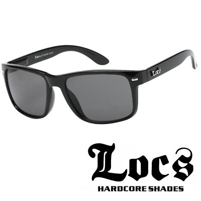 New Locs Hardcore Black Gangster Cholo Flat Top Sunglasses – Gloss Black Frame