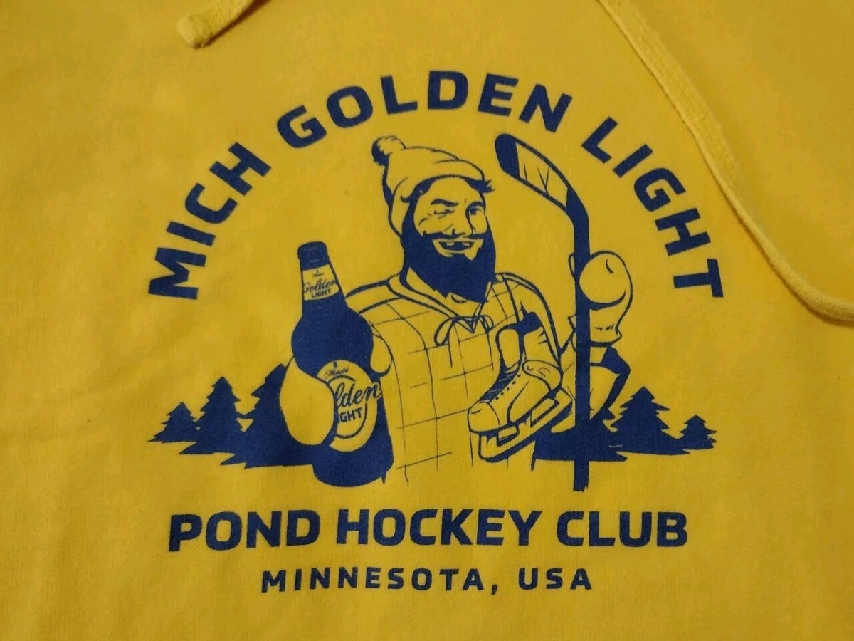 Men's M Michelob Golden Light Beer Pond Hockey Club Mich SotaStick Hoodie  Minn