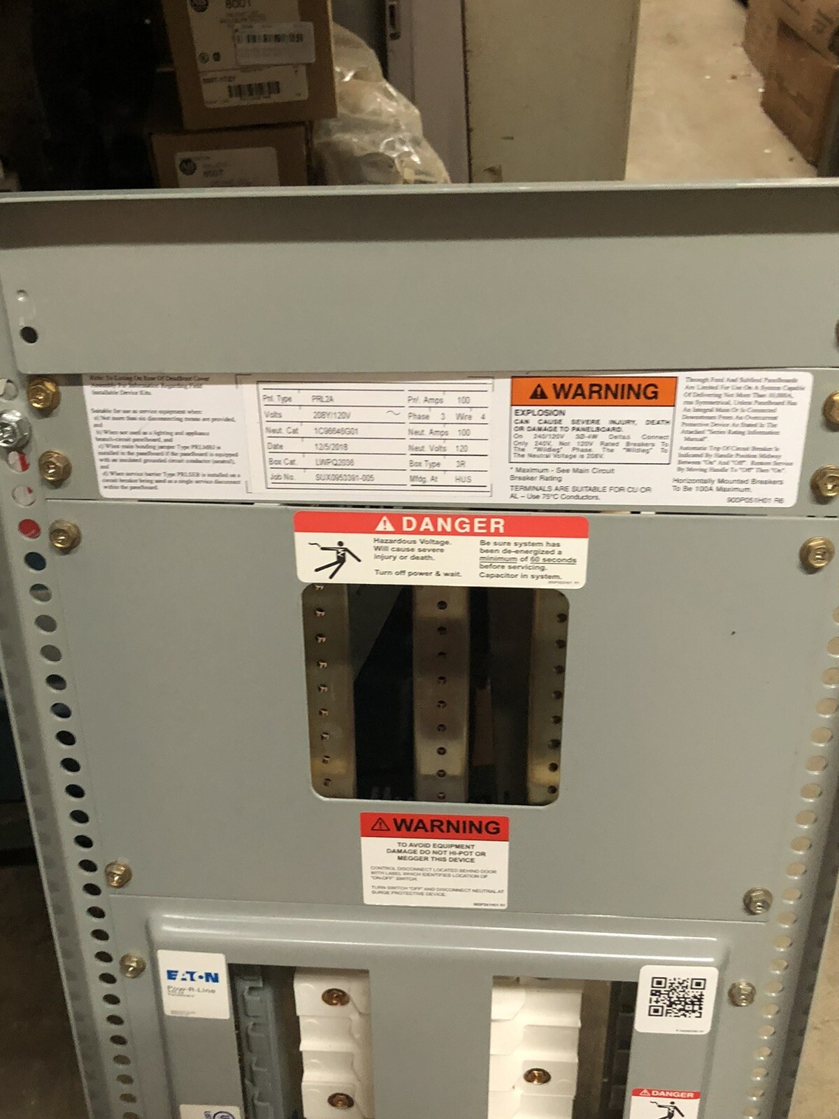 Prl2a Panel Eaton PRL2A Panel 100 amp panel , 240/120v (This Is Just Insert) No Can ...