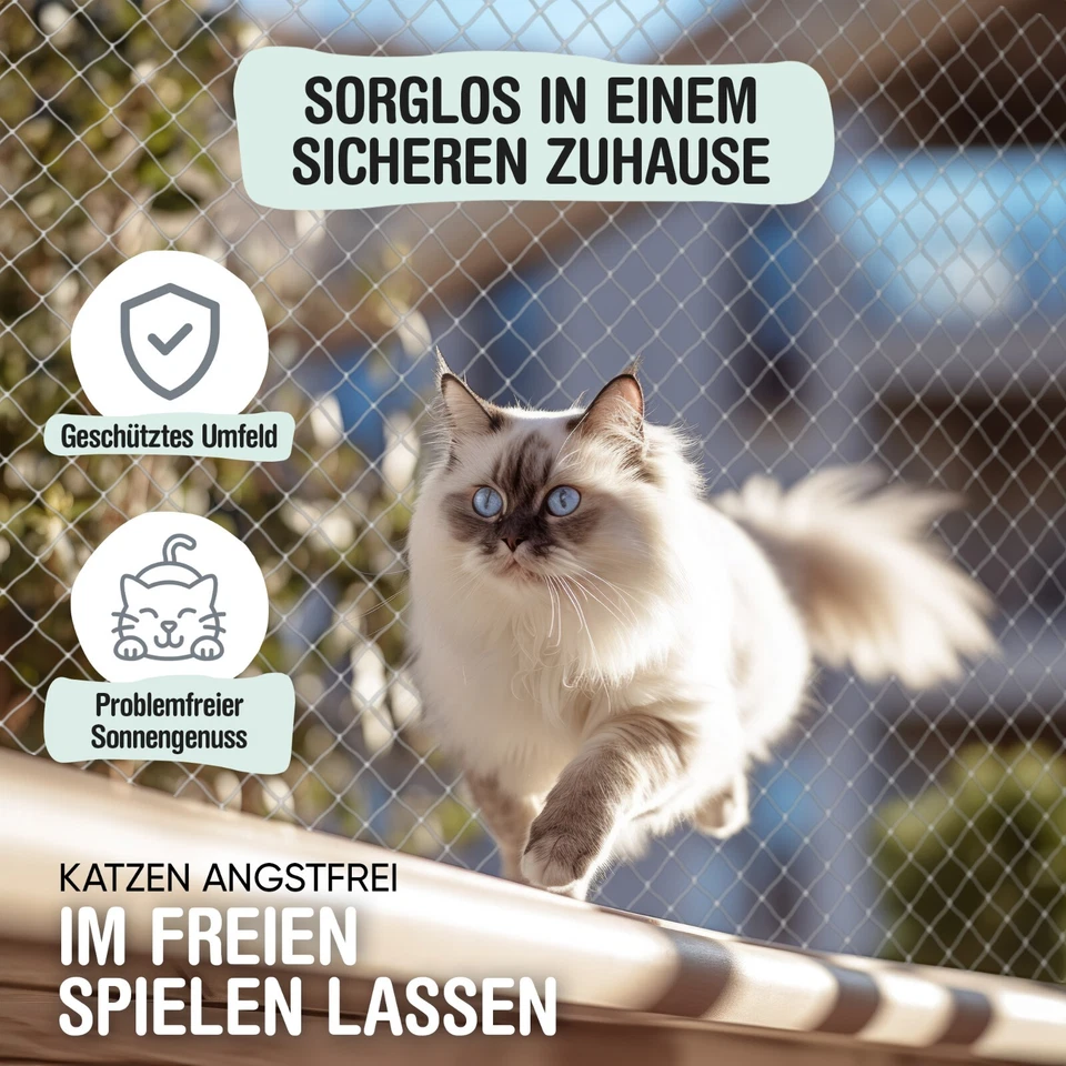 Samtpfote® Katzennetz für Balkon & Fenster - transparent - inkl. Montagematerial - Bild 3 von 4