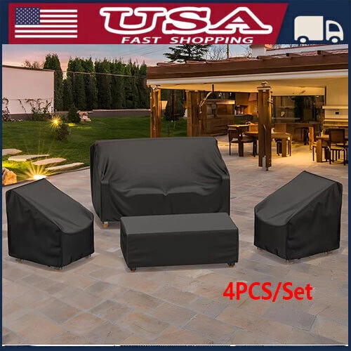 Комплект из 4 сверхпрочных водонепроницаемых чехлов для садовой мебели для патио ротангового стола дивана. - Изображение 3 из 4