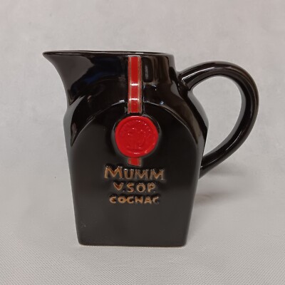 Advertising Mumm VSOP Cognac Water Pitcher Black Ceramic